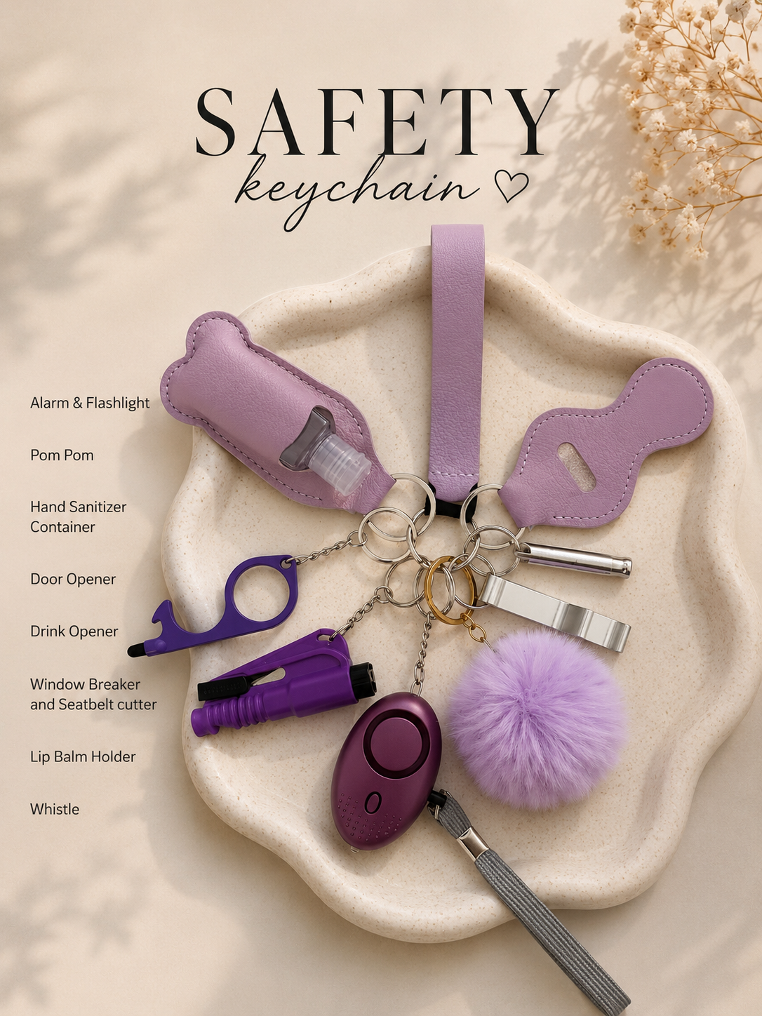 Safety Keychain Purple